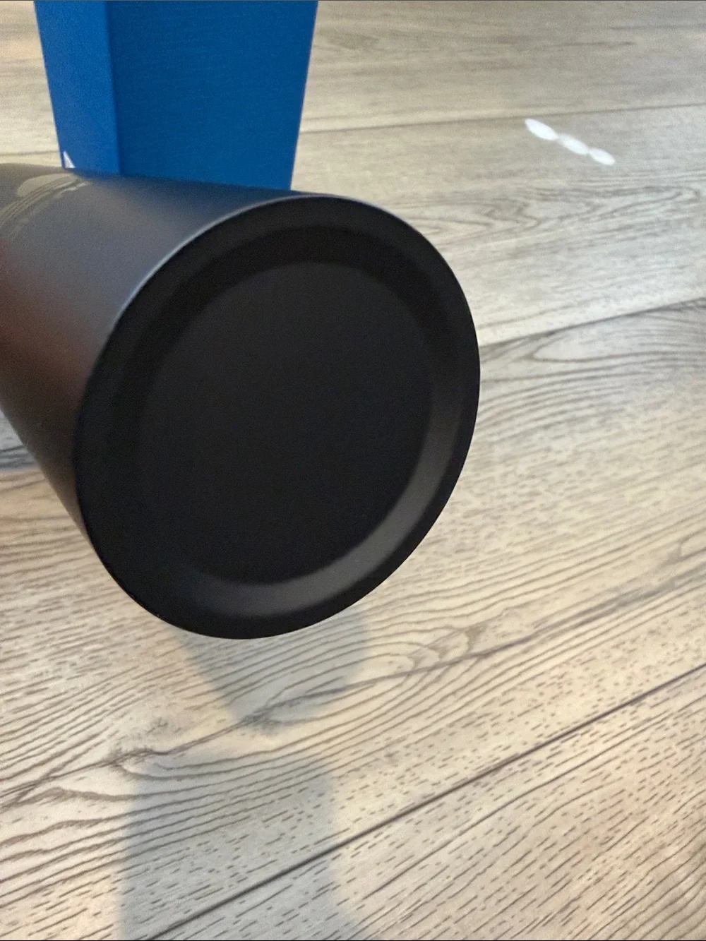 Balenciaga Black Matte Logo Water Bottle with Blue Box